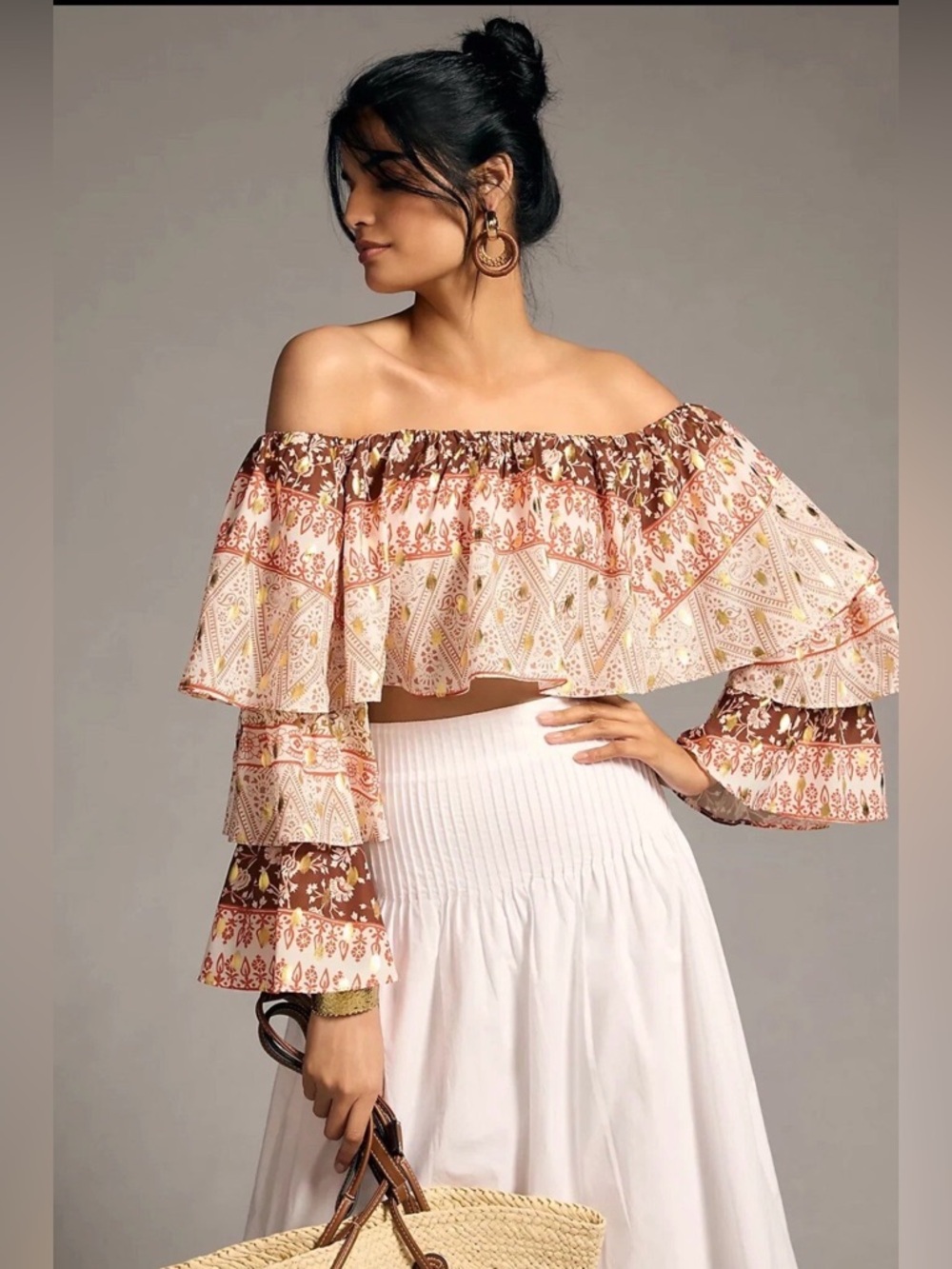Mare Mare X Anthropologie Off The Shoulder Tiered Sleeve Top Size S NWT!!